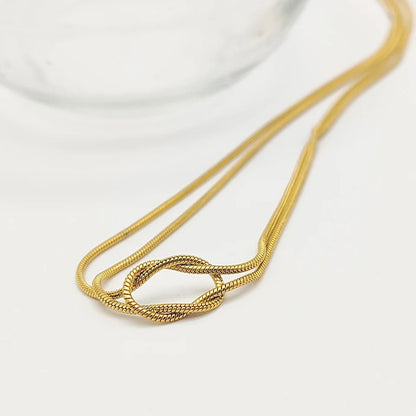 eManco Minimalist Jewelry Lusterless 14k Gold Plated Knotted Snake Chain Necklace Women's Stainless Steel Accessories Wholesale - Hidden Forever