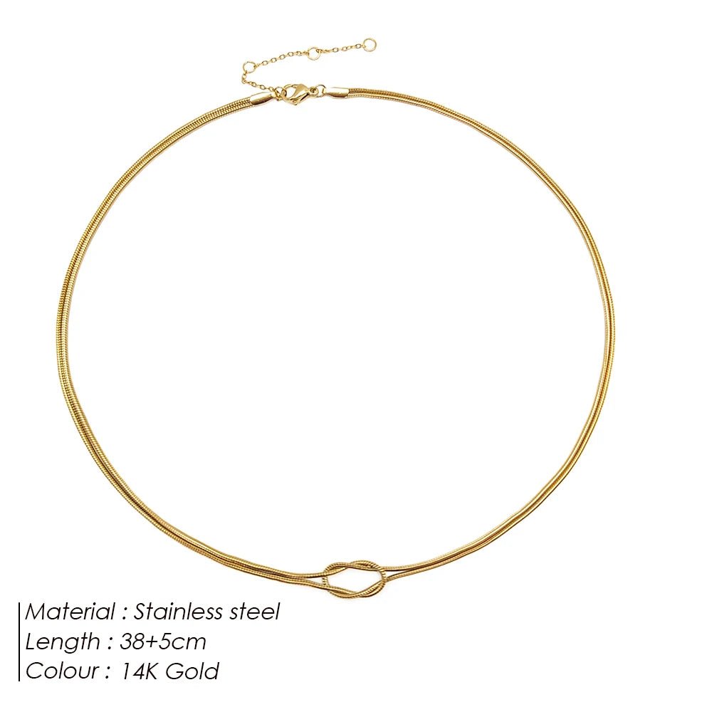 eManco Minimalist Jewelry Lusterless 14k Gold Plated Knotted Snake Chain Necklace Women's Stainless Steel Accessories Wholesale - Hidden Forever