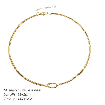 eManco Minimalist Jewelry Lusterless 14k Gold Plated Knotted Snake Chain Necklace Women's Stainless Steel Accessories Wholesale - Hidden Forever