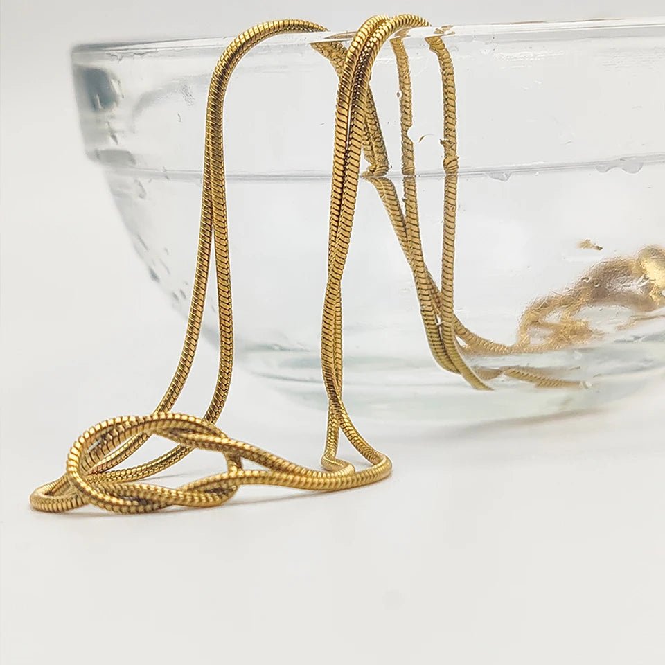 eManco Minimalist Jewelry Lusterless 14k Gold Plated Knotted Snake Chain Necklace Women's Stainless Steel Accessories Wholesale - Hidden Forever