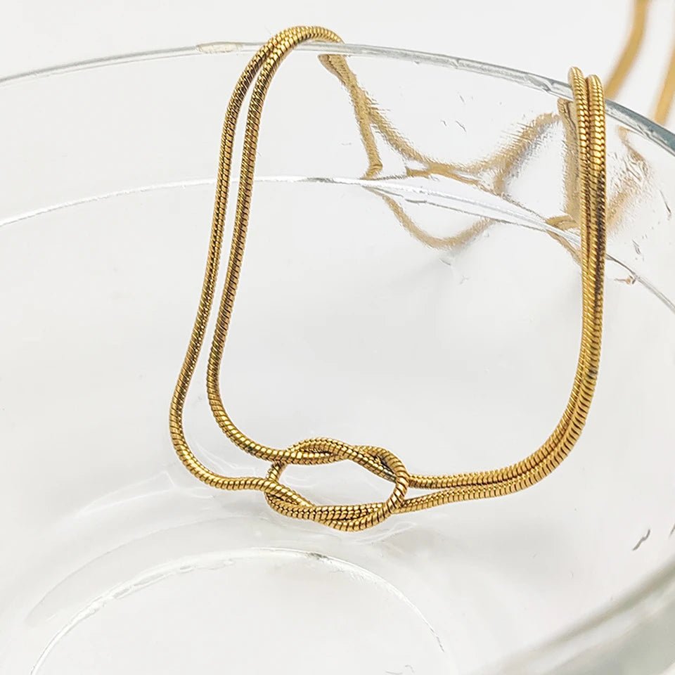 eManco Minimalist Jewelry Lusterless 14k Gold Plated Knotted Snake Chain Necklace Women's Stainless Steel Accessories Wholesale - Hidden Forever