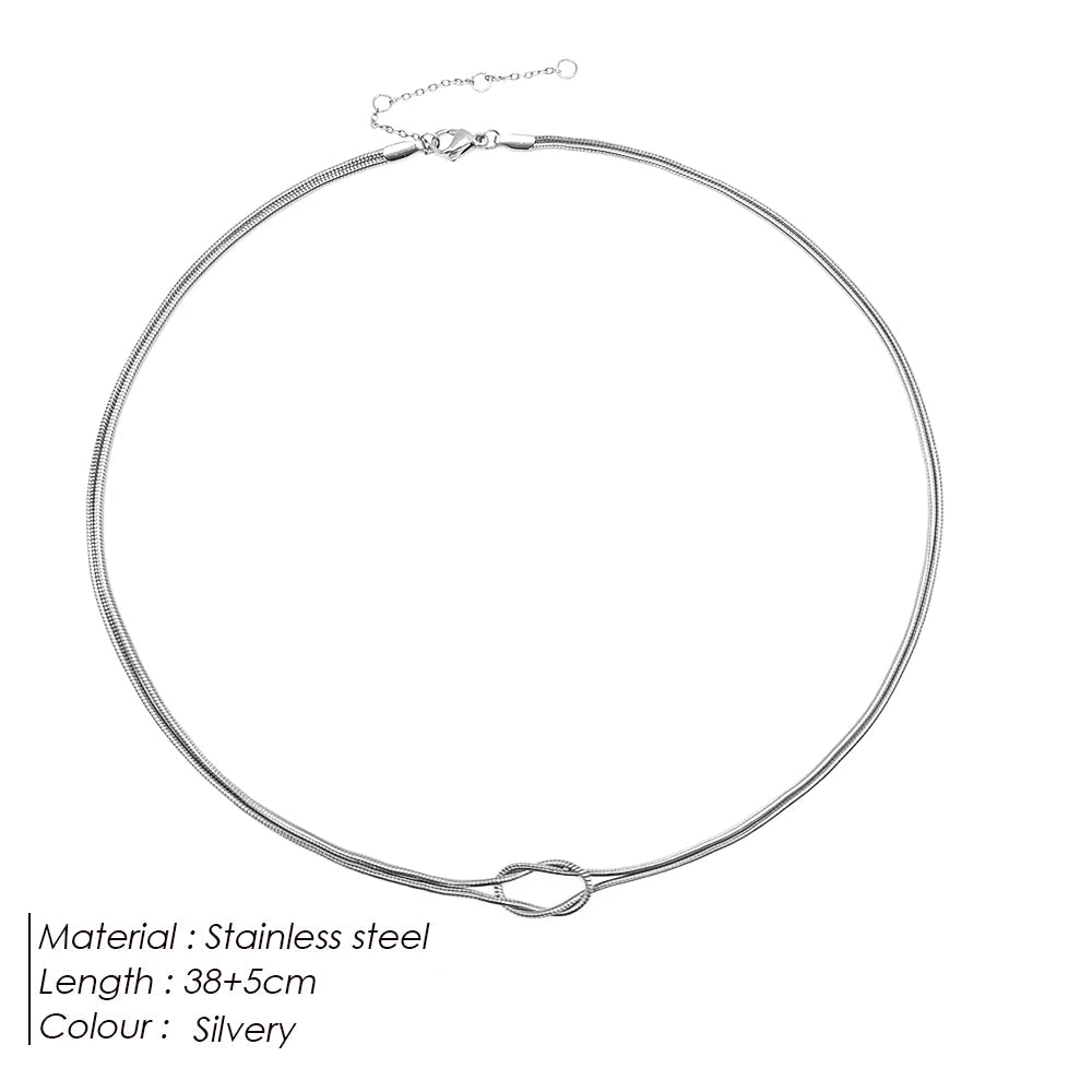 eManco Minimalist Jewelry Lusterless 14k Gold Plated Knotted Snake Chain Necklace Women's Stainless Steel Accessories Wholesale - Hidden Forever