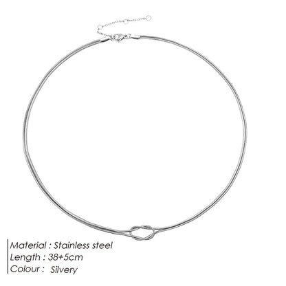eManco Minimalist Jewelry Lusterless 14k Gold Plated Knotted Snake Chain Necklace Women's Stainless Steel Accessories Wholesale - Hidden Forever