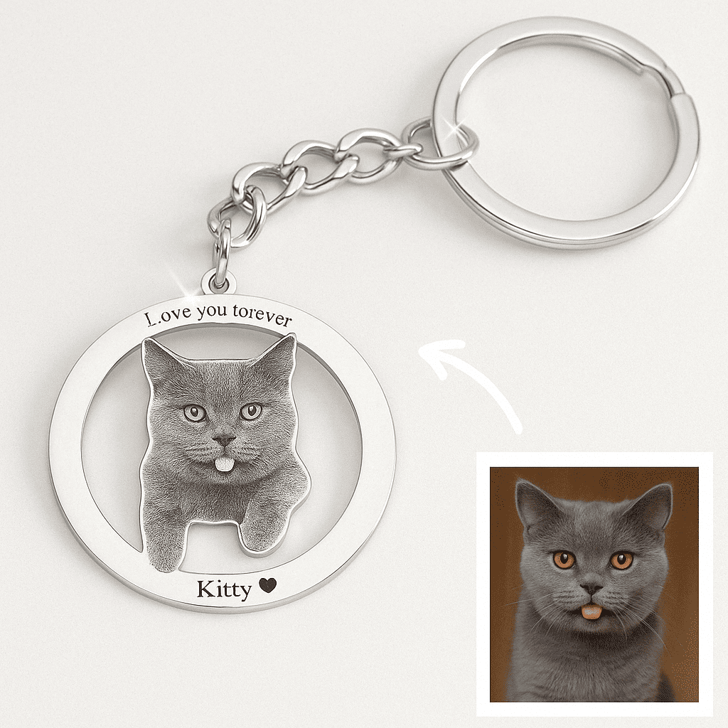 Engraved Necklace & Keyring - Add Your Photo - Hidden Forever