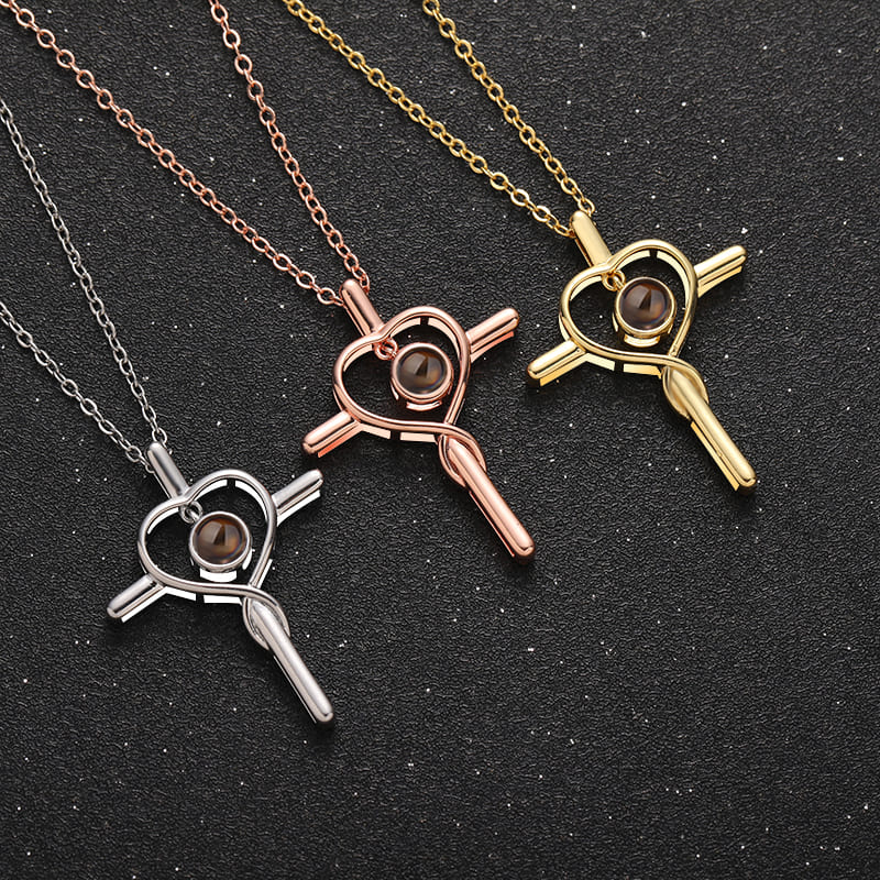 Faith & Love Cross Projection Necklace - Hidden Forever