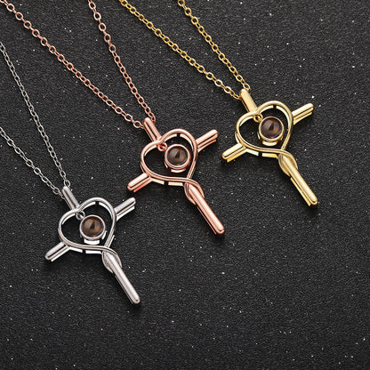 Faith & Love Cross Projection Necklace - Hidden Forever