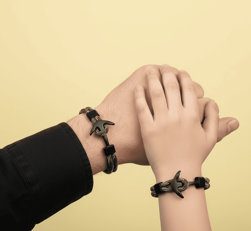 Father & Son Forever Linked Nautical Anchor Bracelet - Hidden Forever