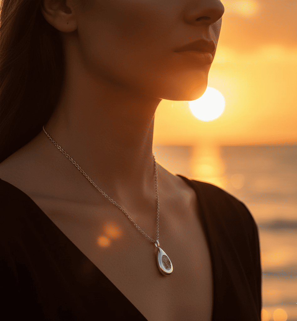 Fingerprint Teardrop Necklace with Engraving for Ashes - Hidden Forever
