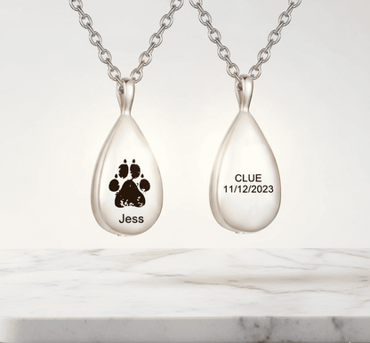 Fingerprint Teardrop Necklace with Engraving for Ashes - Hidden Forever