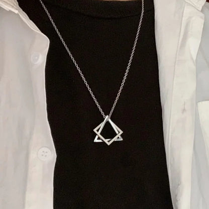 Geometric Triangle & Square Pendant Necklace - Hidden Forever