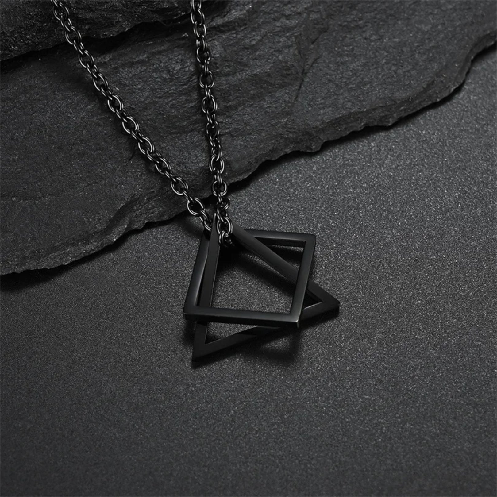 Geometric Triangle & Square Pendant Necklace - Hidden Forever