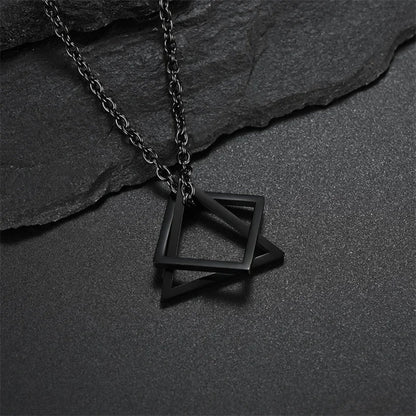 Geometric Triangle & Square Pendant Necklace - Hidden Forever