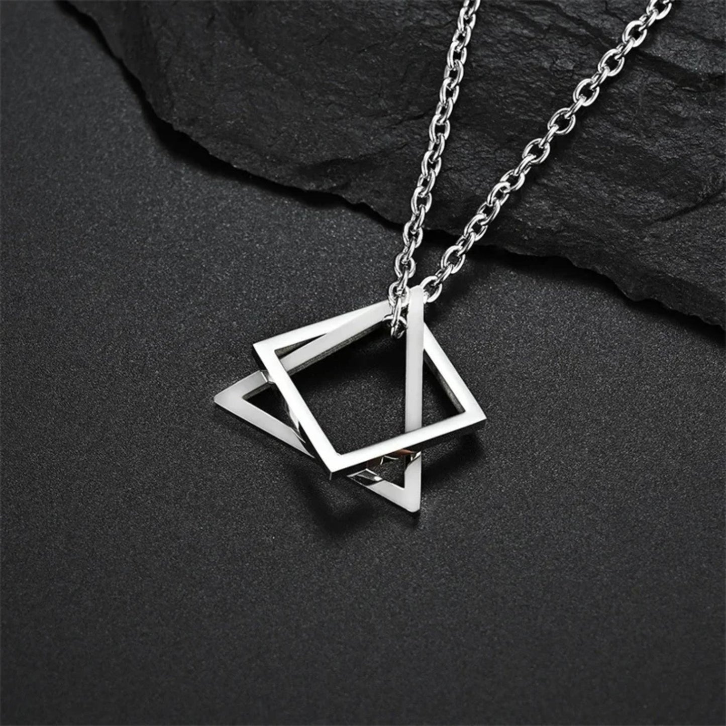 Geometric Triangle & Square Pendant Necklace - Hidden Forever