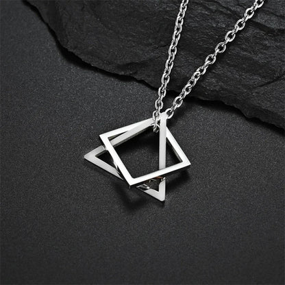 Geometric Triangle & Square Pendant Necklace - Hidden Forever