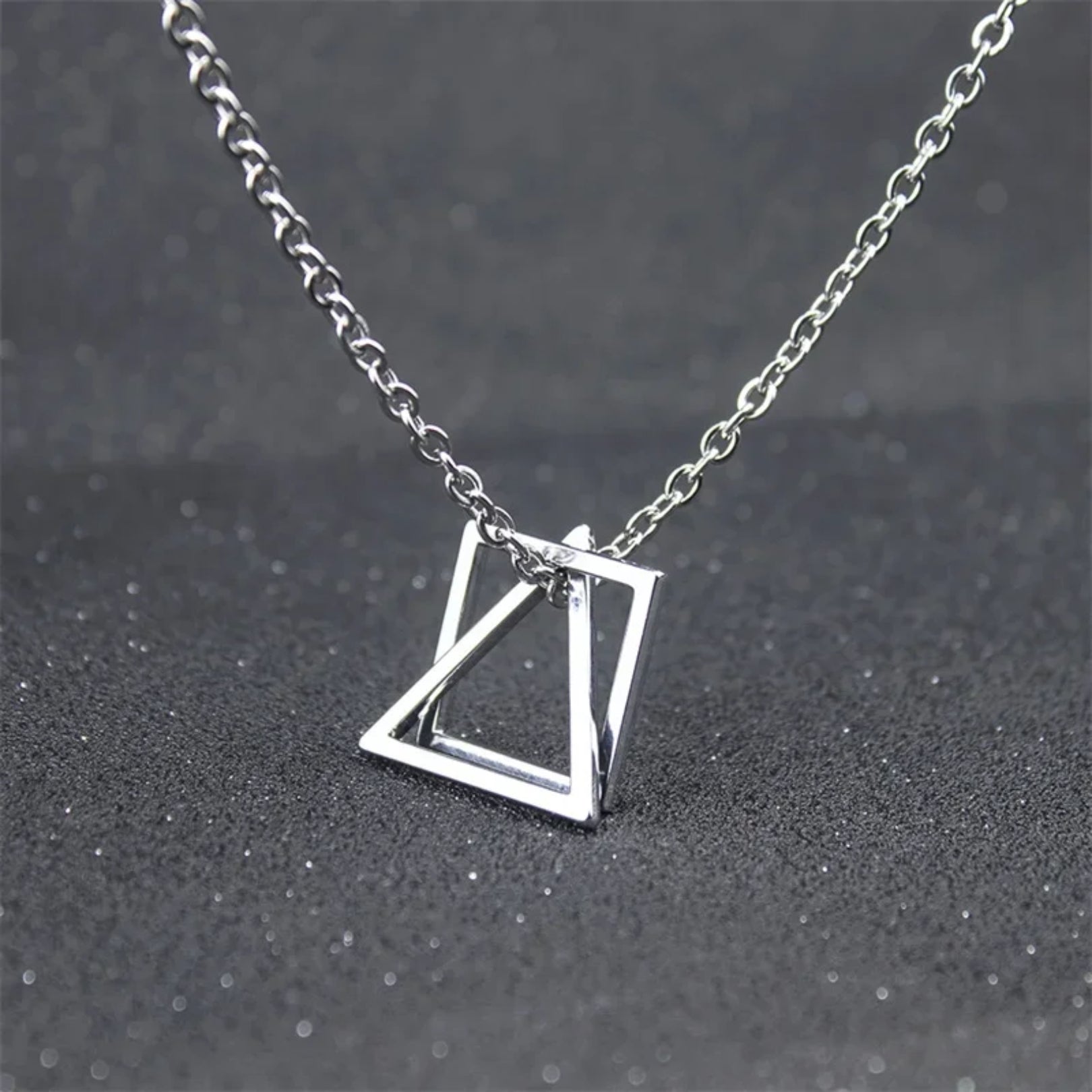 Geometric Triangle & Square Pendant Necklace - Hidden Forever