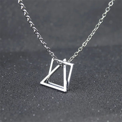 Geometric Triangle & Square Pendant Necklace - Hidden Forever