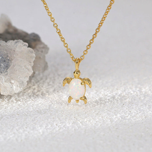 Glow Opal Turtle Pendant Necklace - Hidden Forever