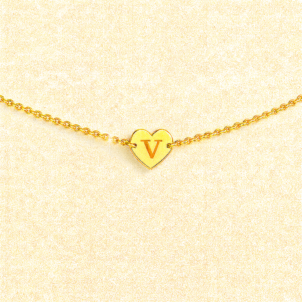 Gold Heart Customise Initial Bracelet - Hidden Forever