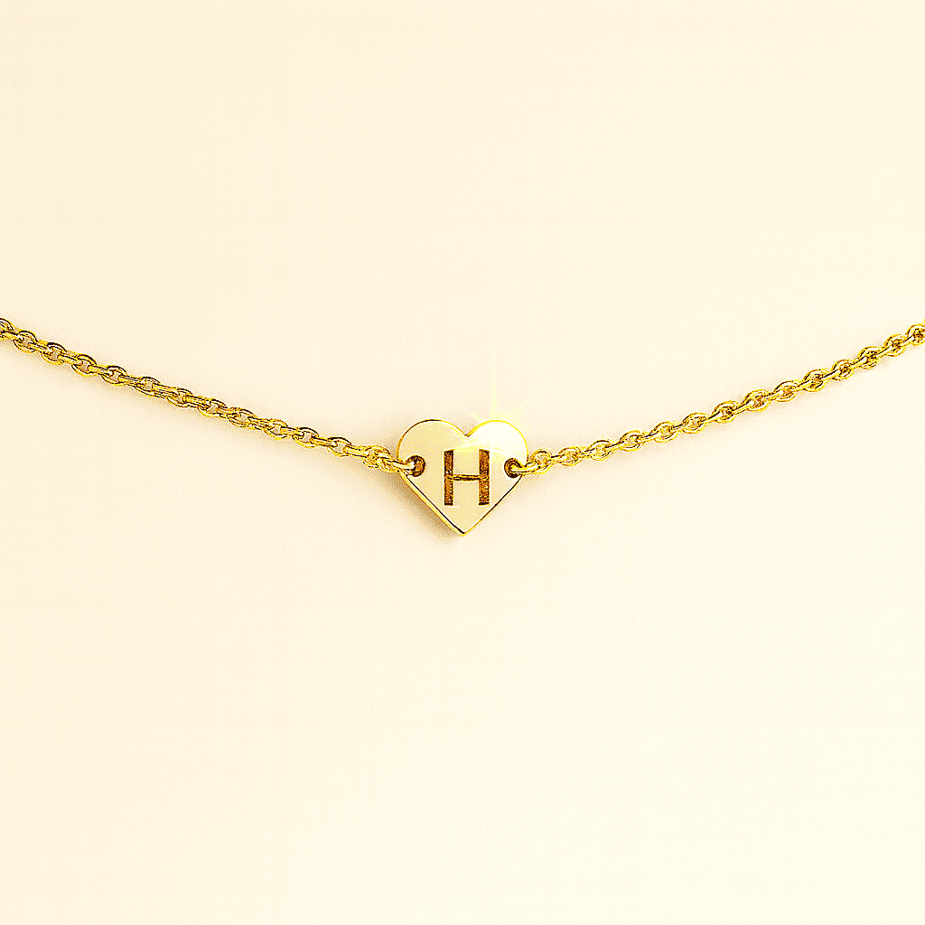 Gold Heart Customise Initial Bracelet - Hidden Forever
