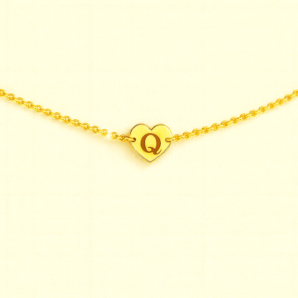 Gold Heart Customise Initial Bracelet - Hidden Forever