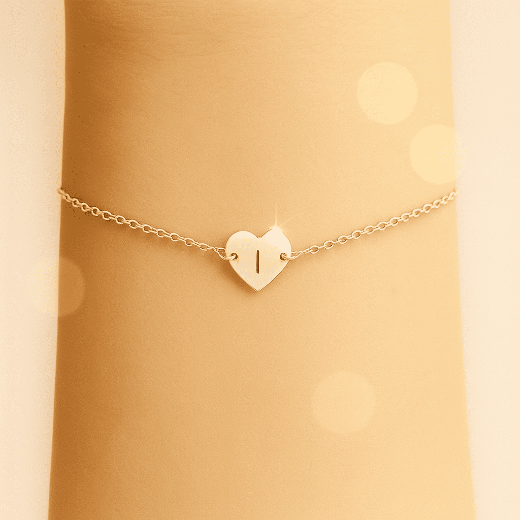 Gold Heart Customise Initial Bracelet - Hidden Forever