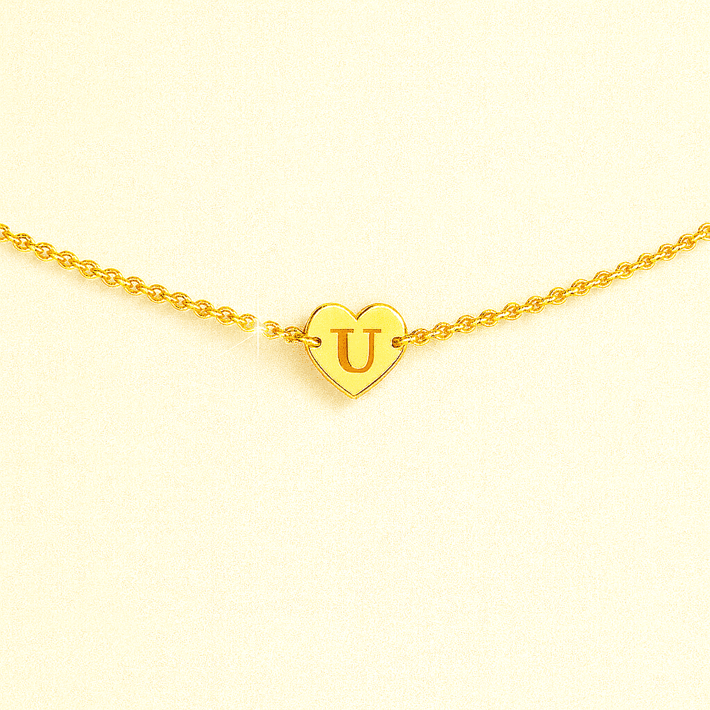 Gold Heart Customise Initial Bracelet - Hidden Forever