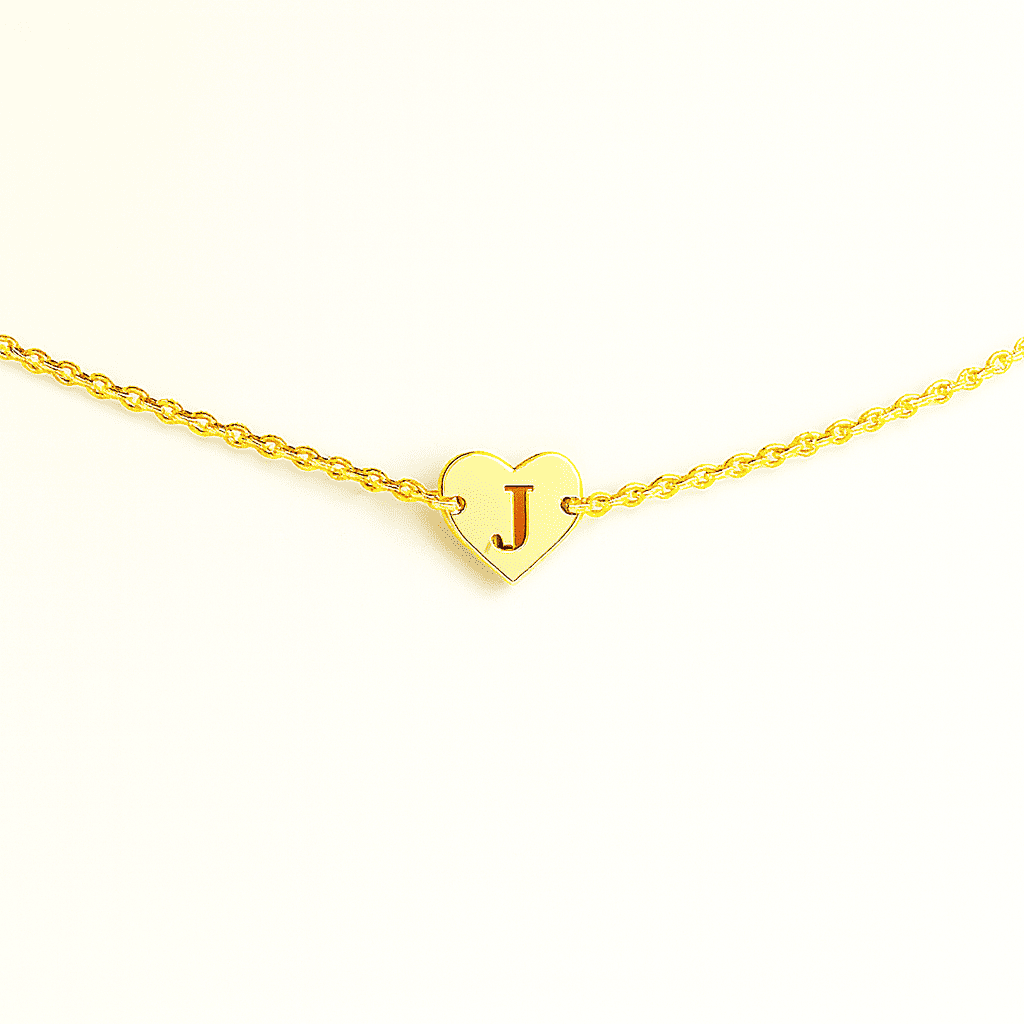 Gold Heart Customise Initial Bracelet - Hidden Forever