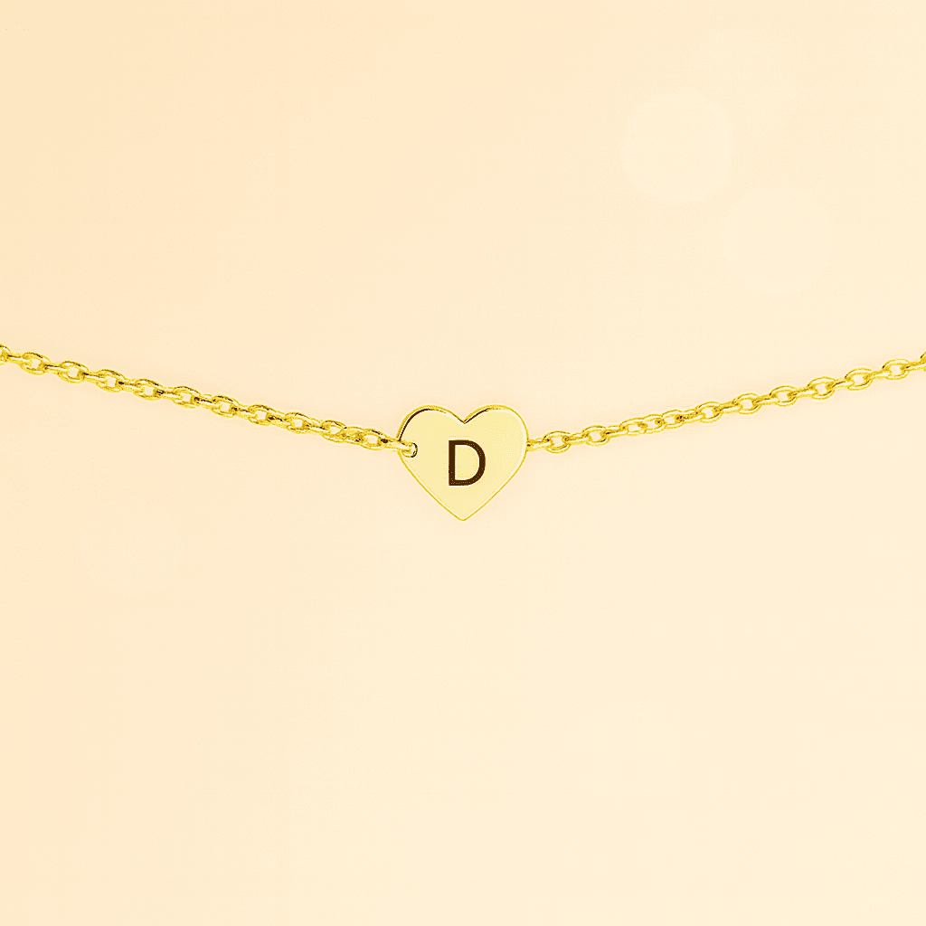 Gold Heart Customise Initial Bracelet - Hidden Forever
