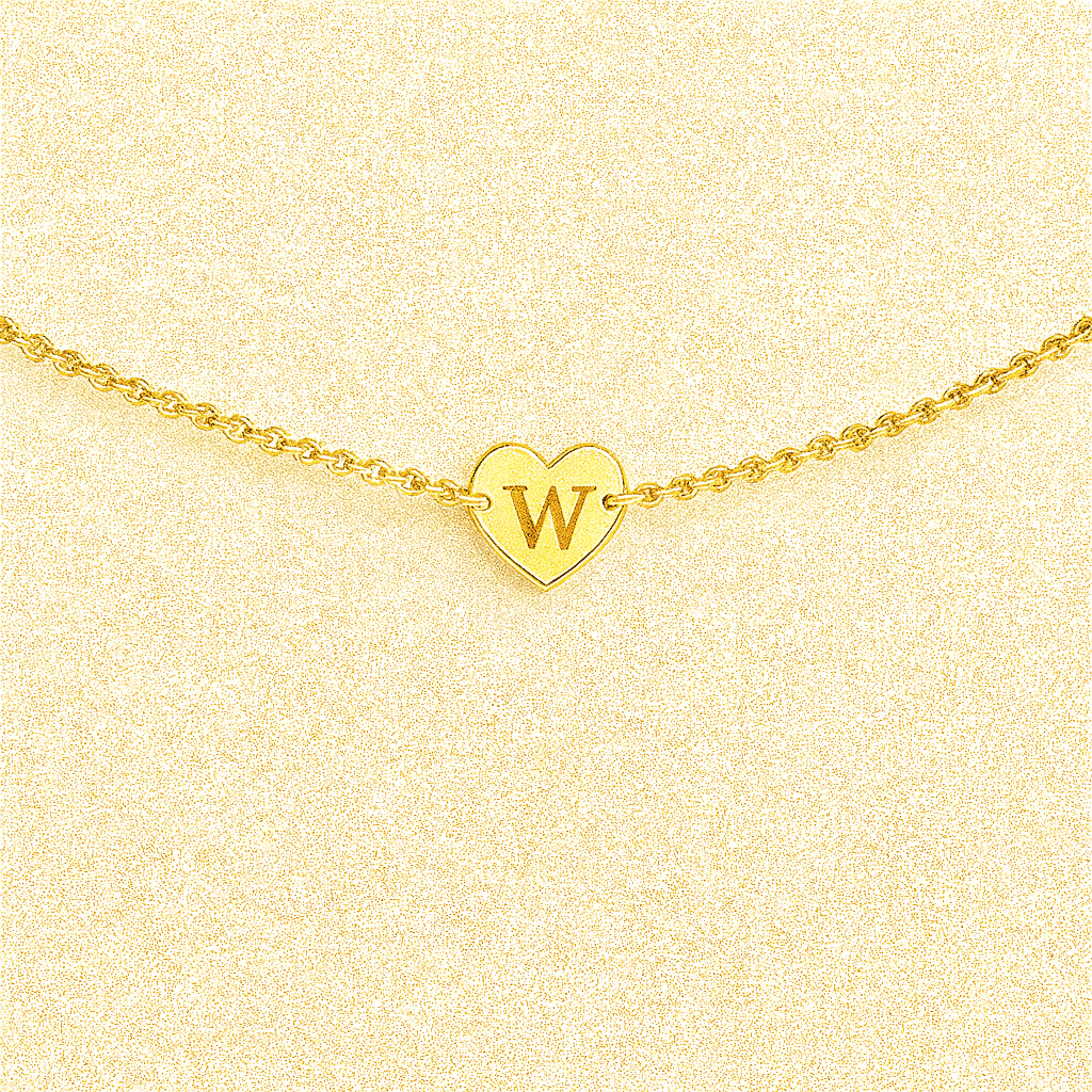 Gold Heart Customise Initial Bracelet - Hidden Forever