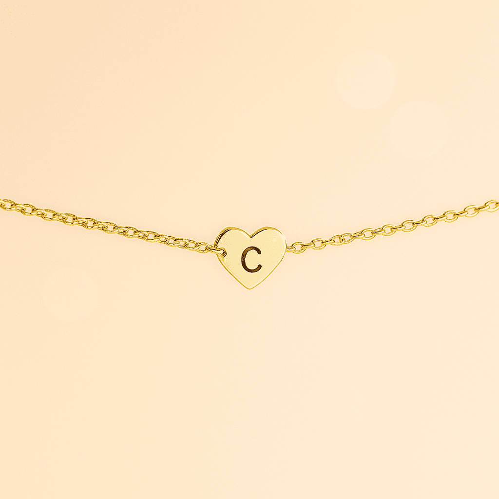 Gold Heart Customise Initial Bracelet - Hidden Forever