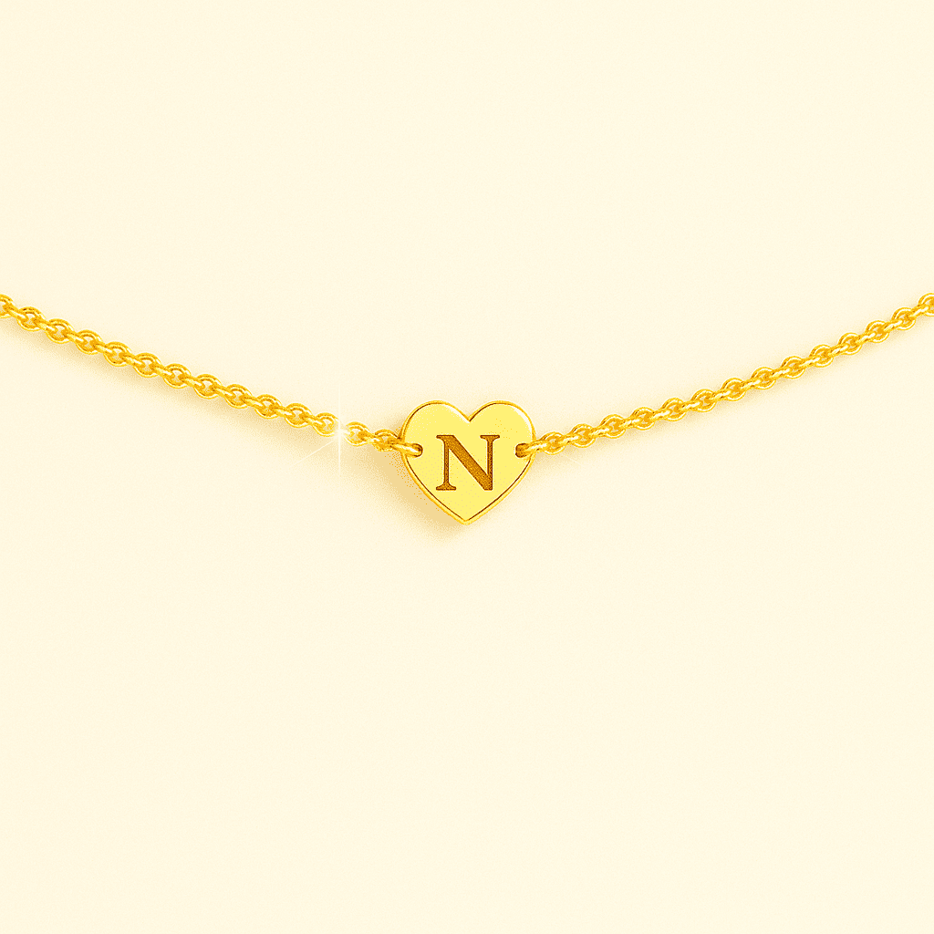Gold Heart Customise Initial Bracelet - Hidden Forever