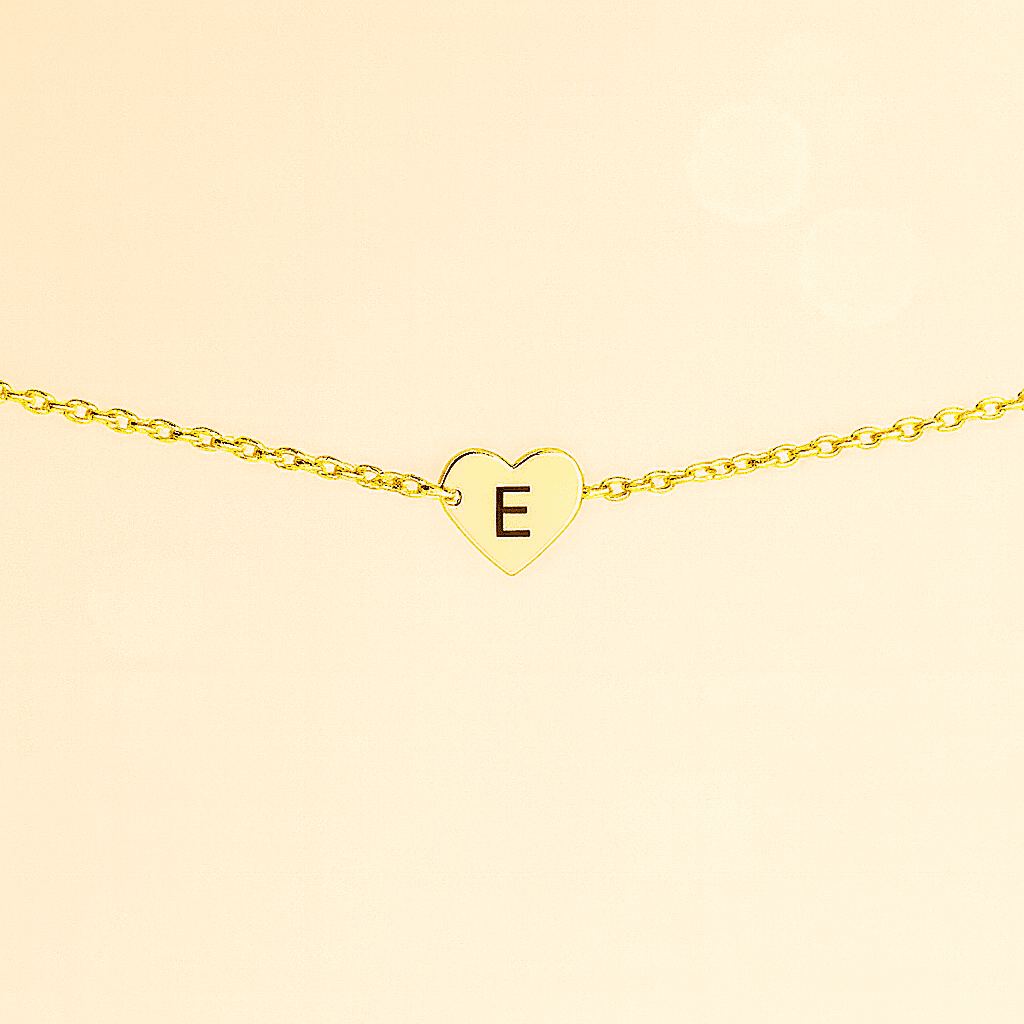 Gold Heart Customise Initial Bracelet - Hidden Forever
