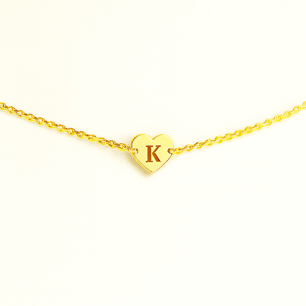 Gold Heart Customise Initial Bracelet - Hidden Forever