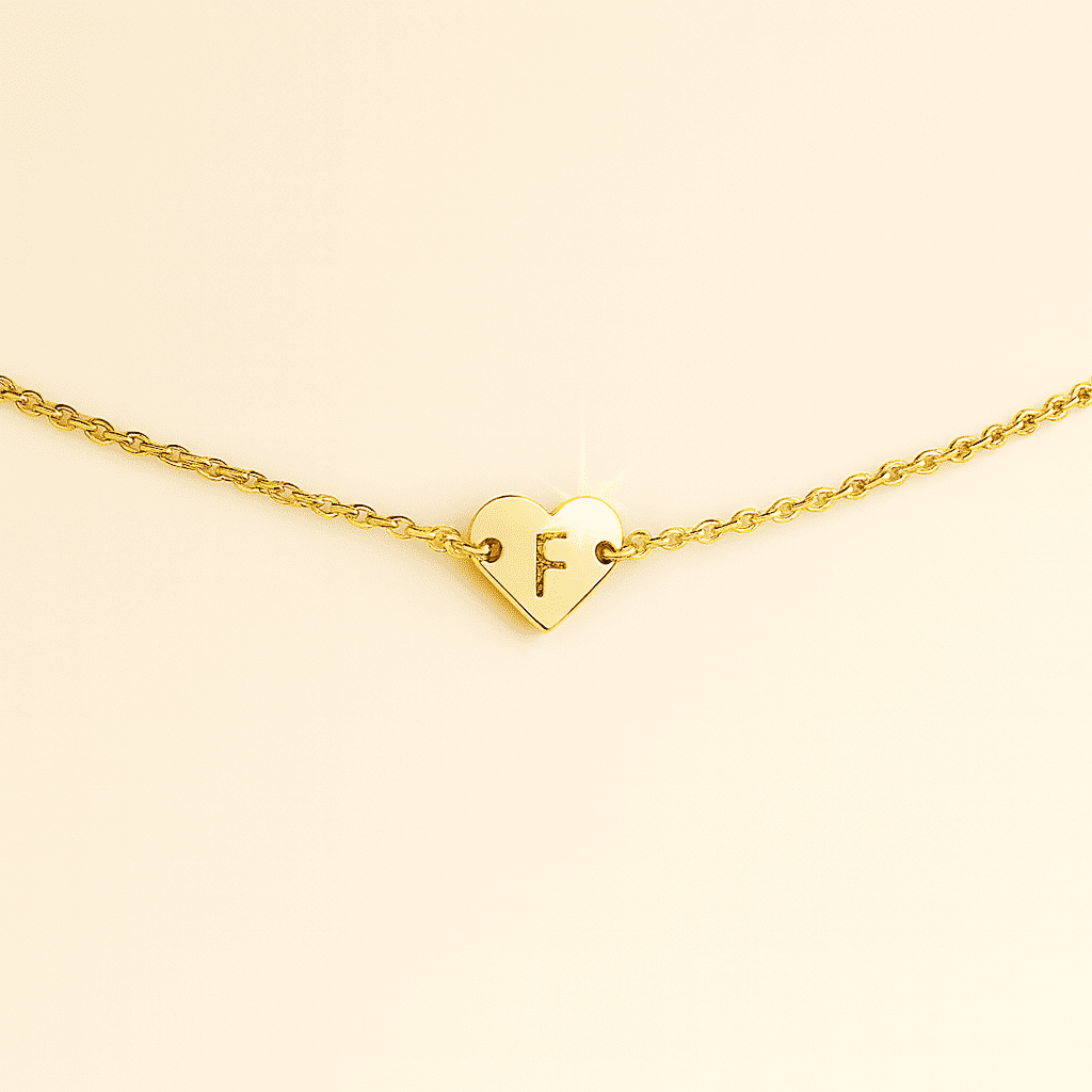 Gold Heart Customise Initial Bracelet - Hidden Forever