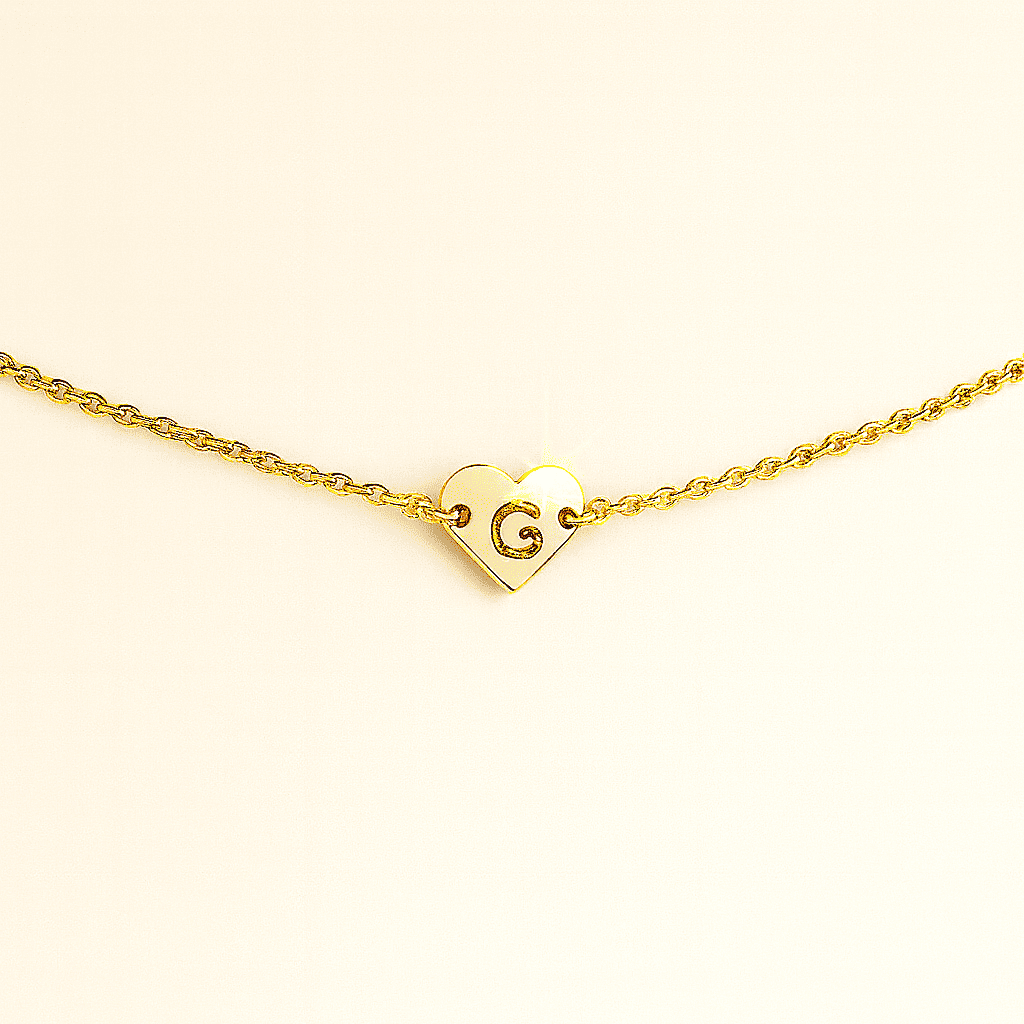Gold Heart Customise Initial Bracelet - Hidden Forever