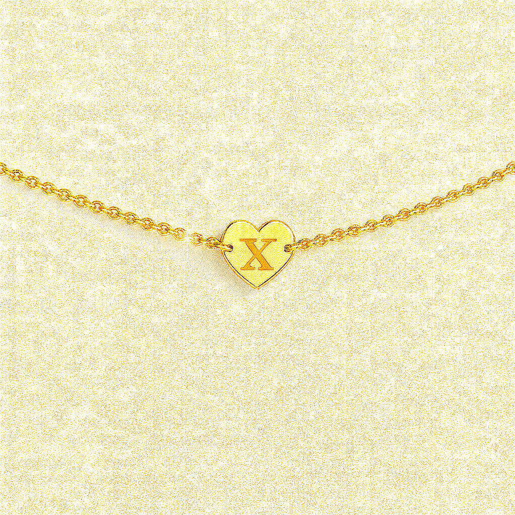 Gold Heart Customise Initial Bracelet - Hidden Forever