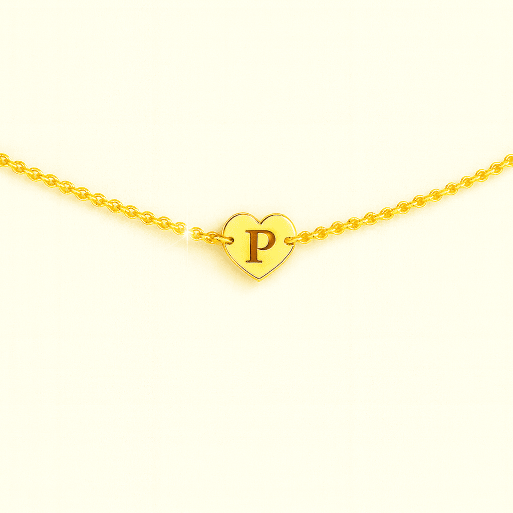 Gold Heart Customise Initial Bracelet - Hidden Forever