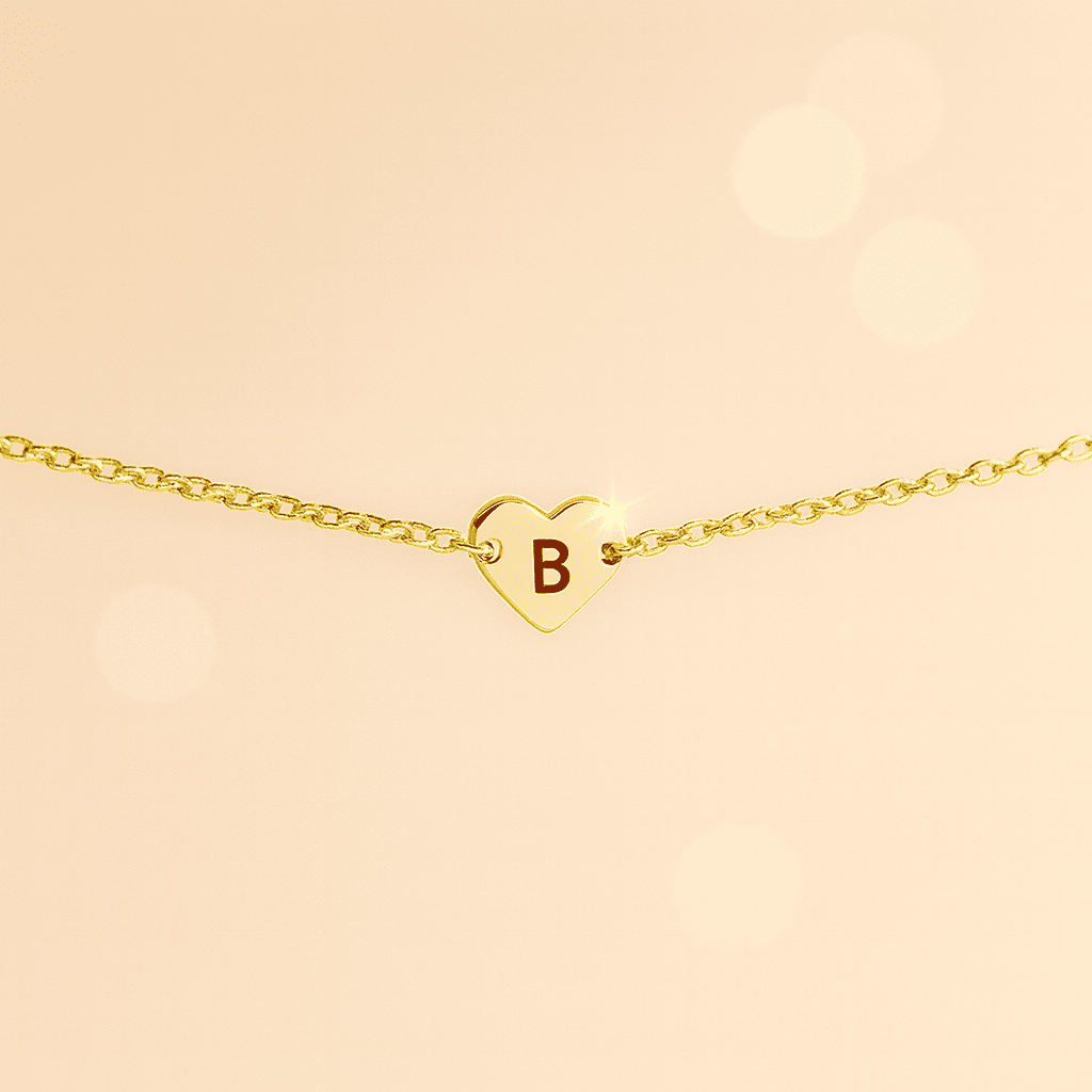 Gold Heart Customise Initial Bracelet - Hidden Forever