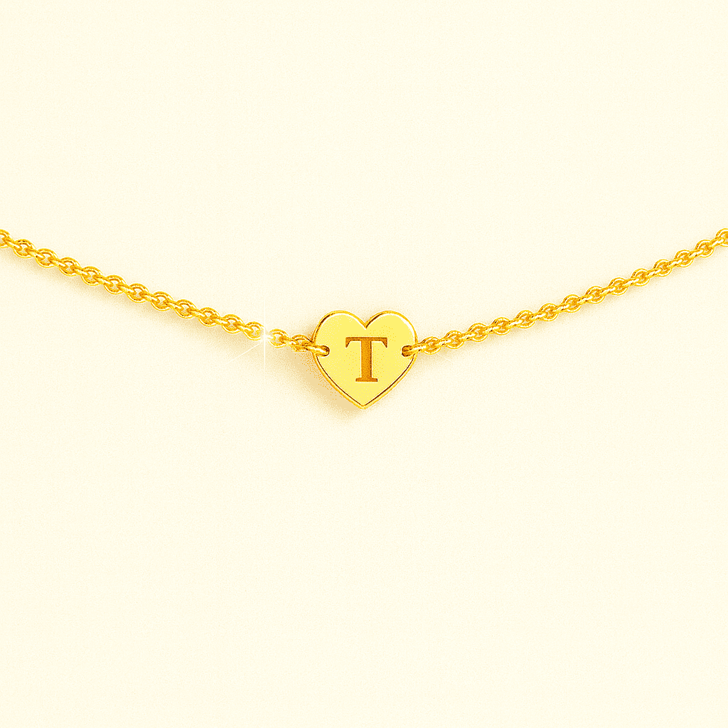 Gold Heart Customise Initial Bracelet - Hidden Forever