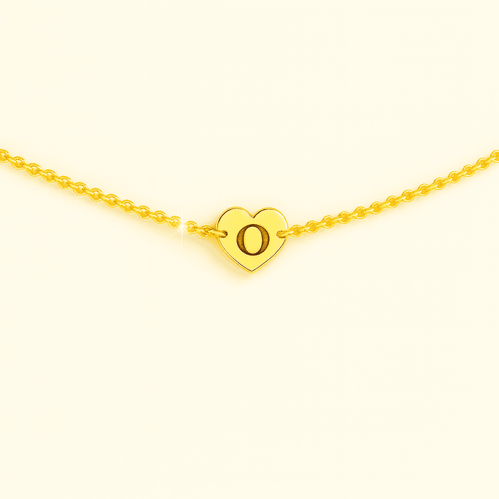 Gold Heart Customise Initial Bracelet - Hidden Forever