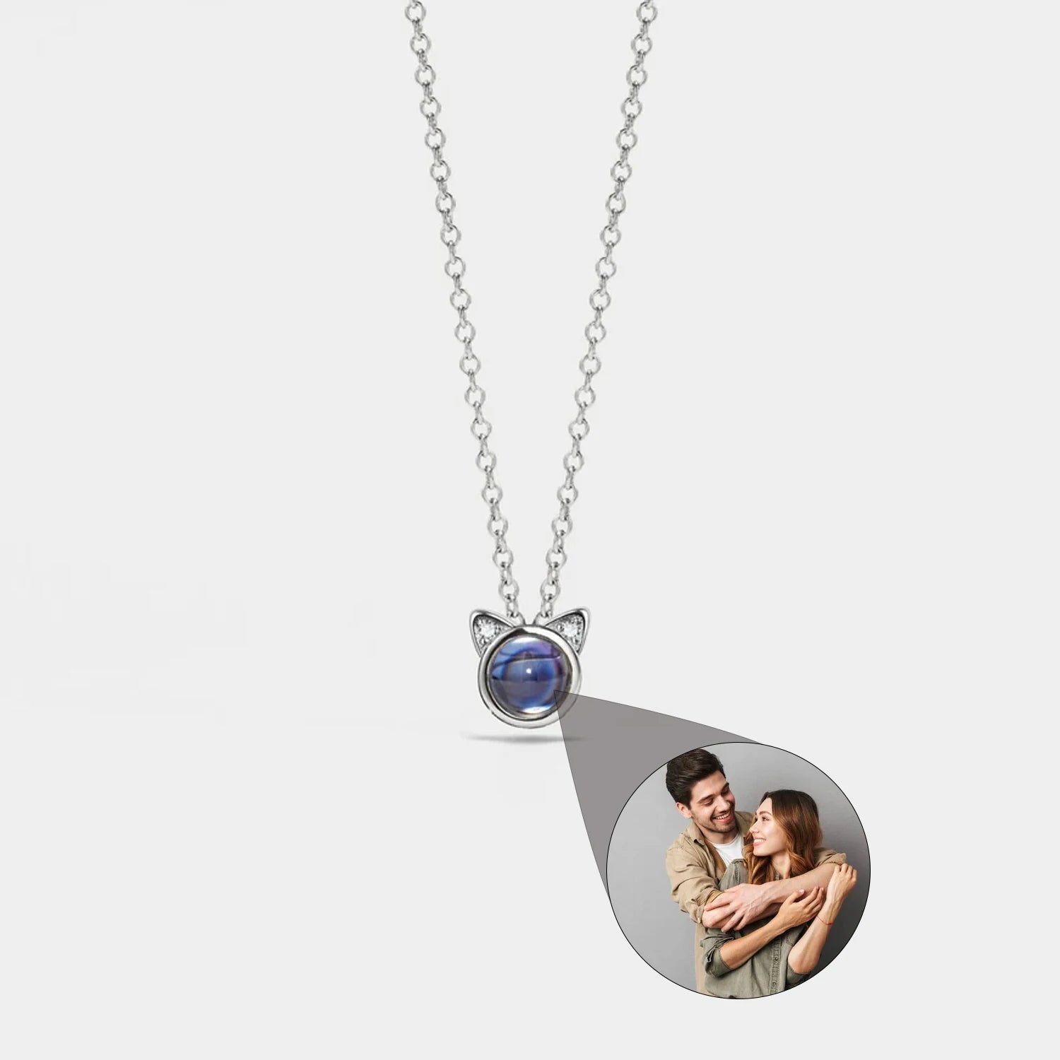 HY Cat Photo Projection Necklace Personalized Picture Inside Pendant Minimalist Pet Memorial Jewelry Trendy Christmas Gift Her - Hidden Forever