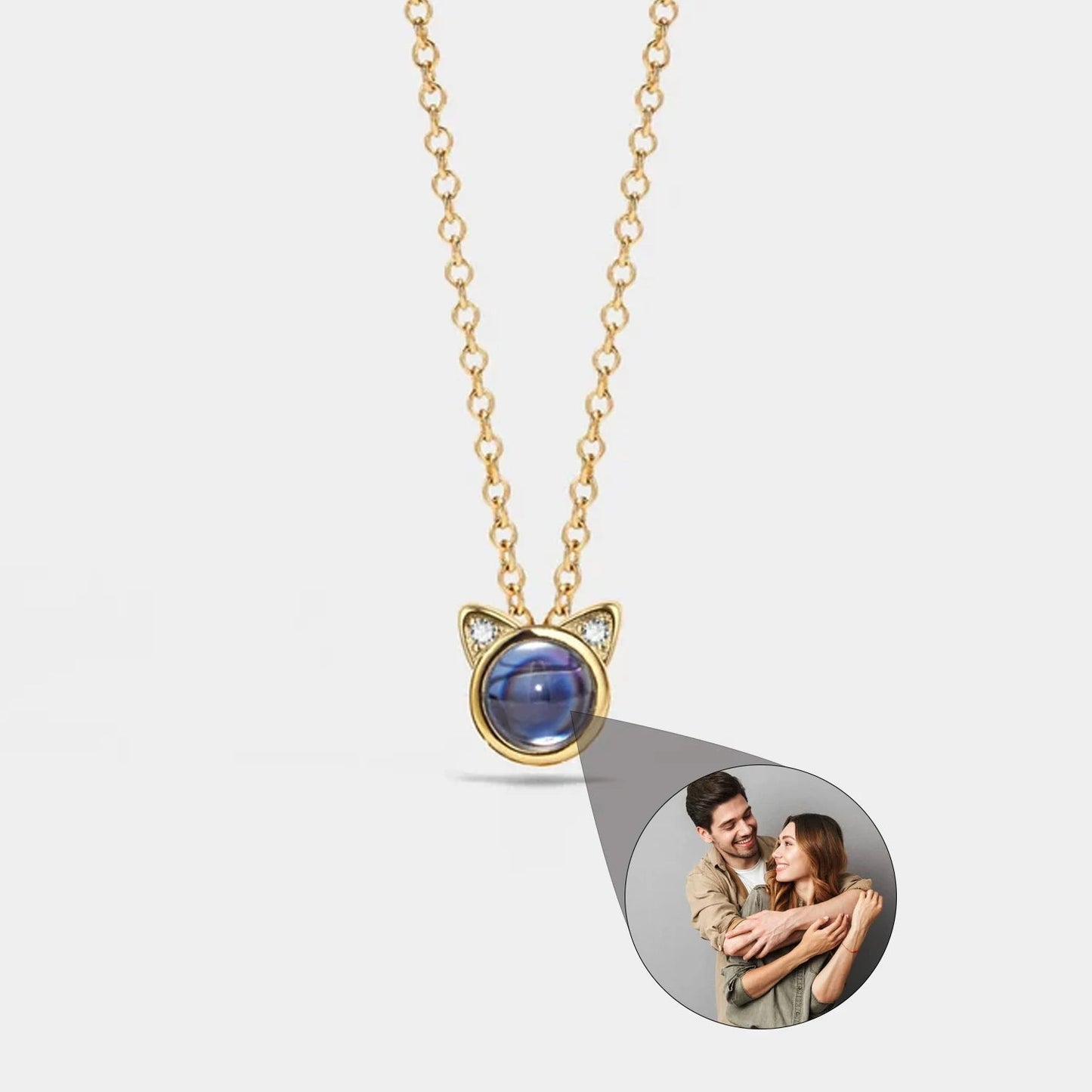 HY Cat Photo Projection Necklace Personalized Picture Inside Pendant Minimalist Pet Memorial Jewelry Trendy Christmas Gift Her - Hidden Forever