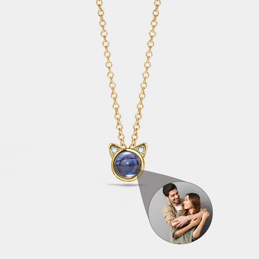 HY Cat Photo Projection Necklace Personalized Picture Inside Pendant Minimalist Pet Memorial Jewelry Trendy Christmas Gift Her - Hidden Forever