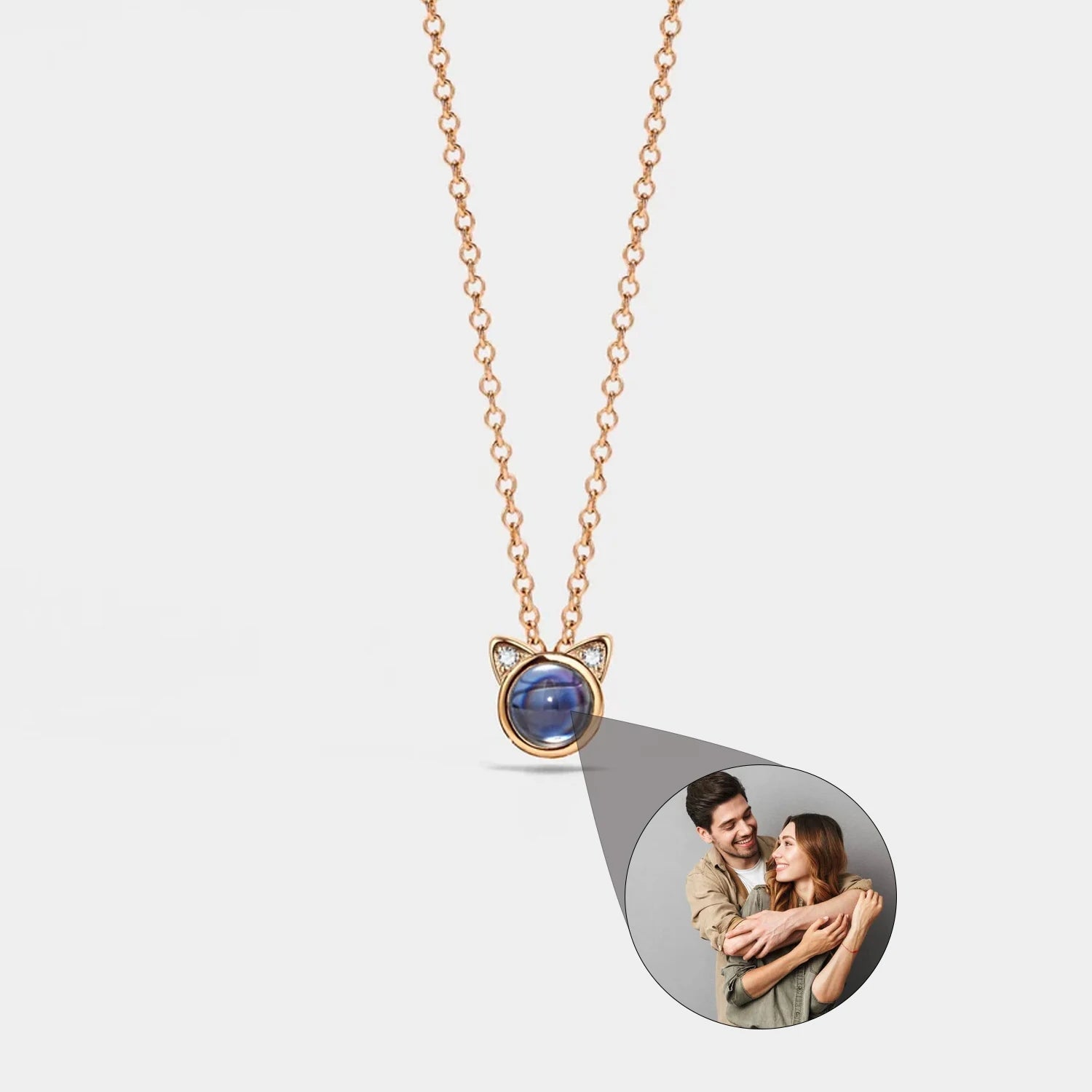 HY Cat Photo Projection Necklace Personalized Picture Inside Pendant Minimalist Pet Memorial Jewelry Trendy Christmas Gift Her - Hidden Forever