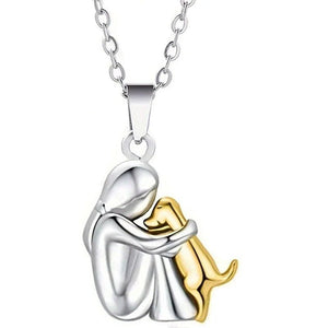 Little Girl & Dog Hugging Necklace - Hidden Forever