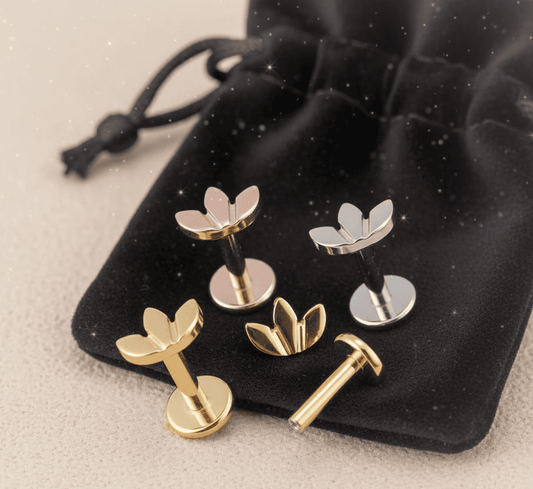 Lovely Lotus Cartilage Stud Earrings - Hidden Forever