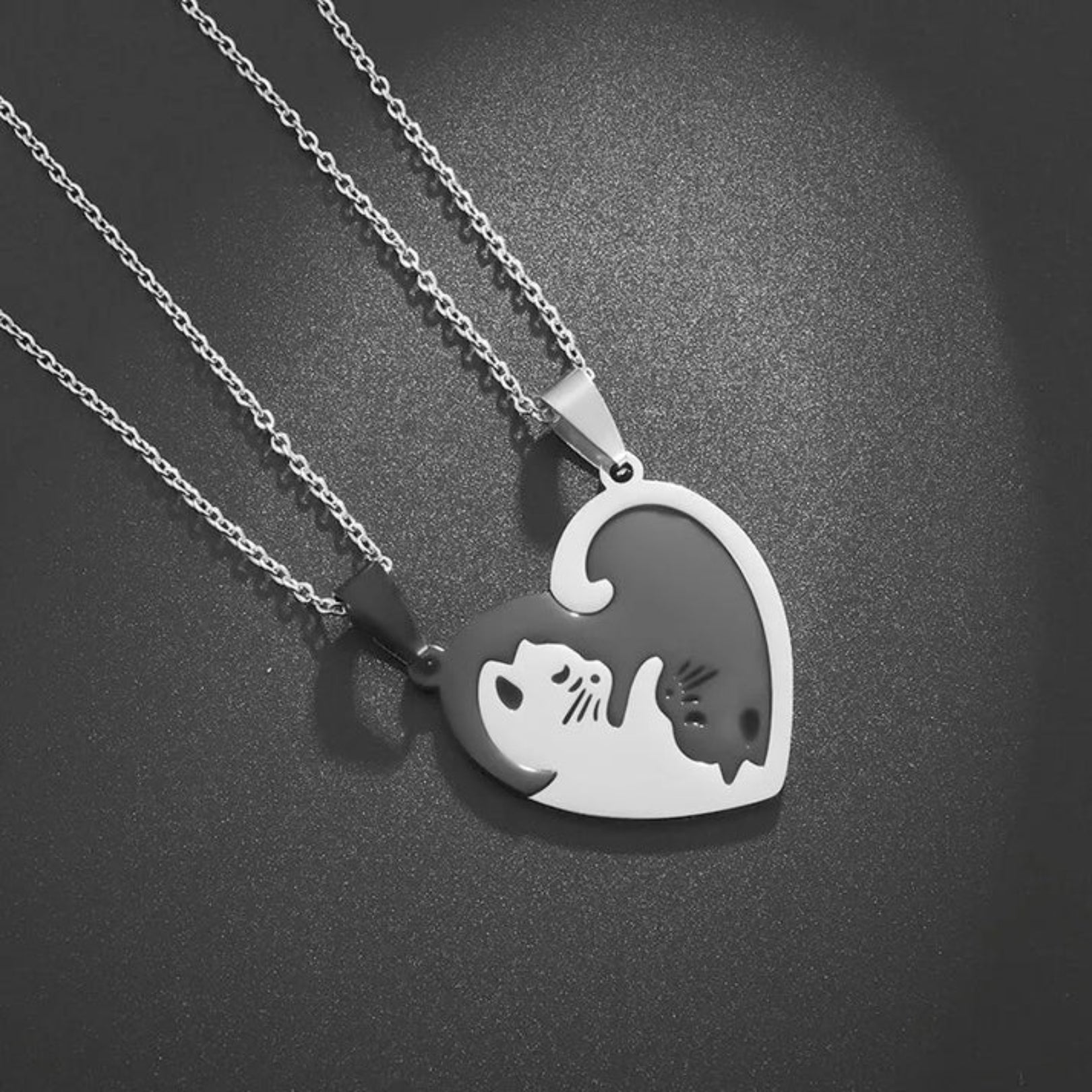 Matching Sisters Loving Cat Necklace - Hidden Forever