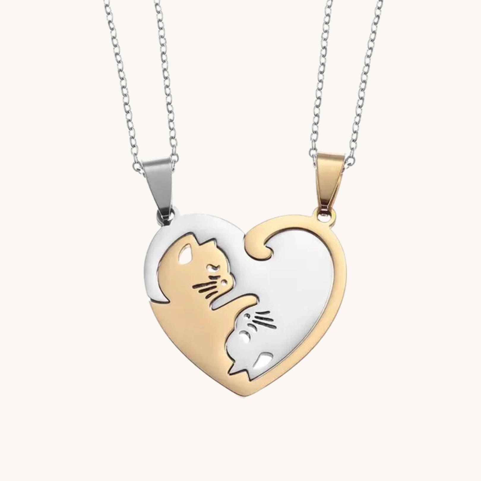 Matching Sisters Loving Cat Necklace - Hidden Forever