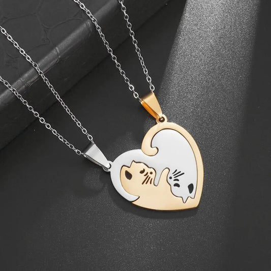 Matching Sisters Loving Cat Necklace - Hidden Forever