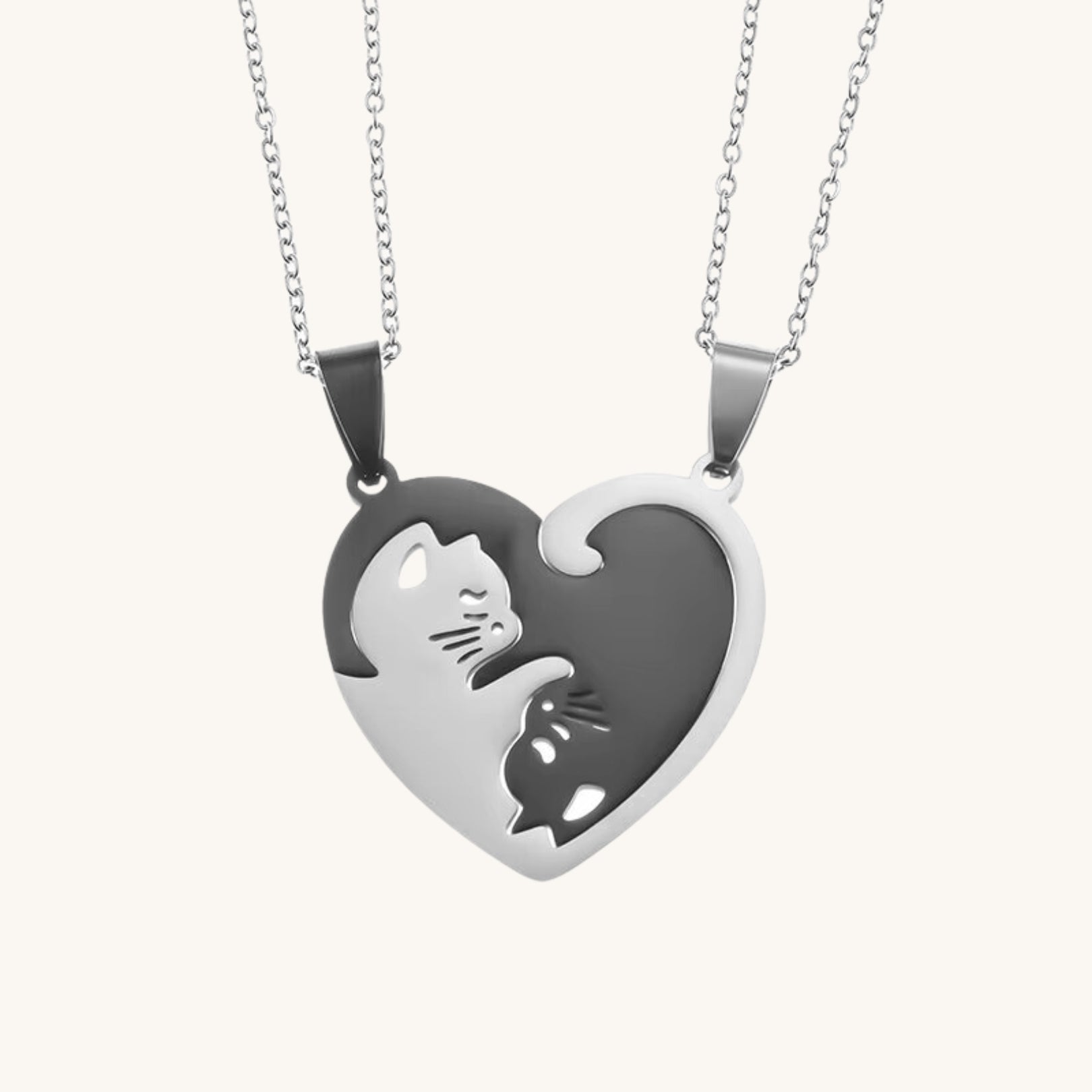 Matching Sisters Loving Cat Necklace - Hidden Forever